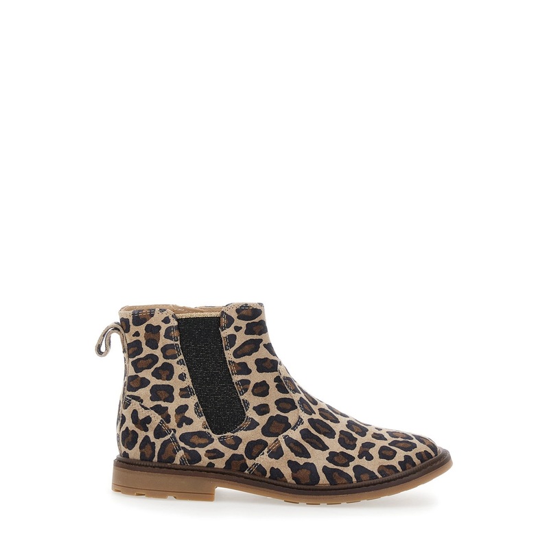 Multicolor Ankle Boots with Side Logo and Leopard Motif in Fabric Girl