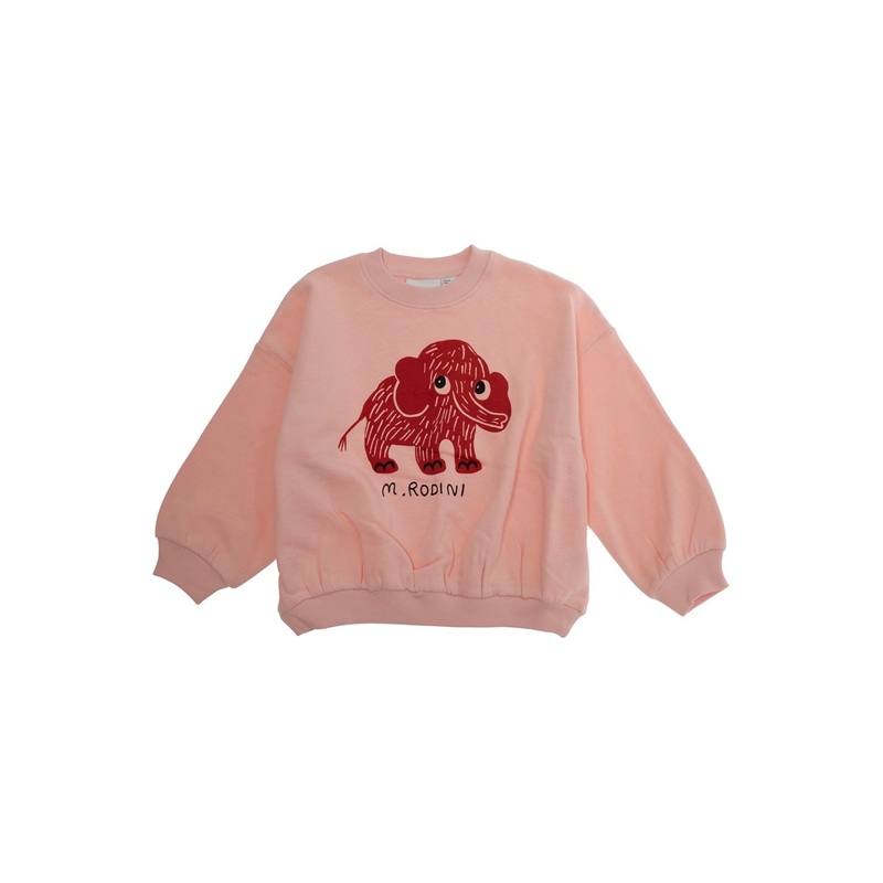 Pink Crewneck Sweatshirt with Maxi Print on the Front in Cotton Girl