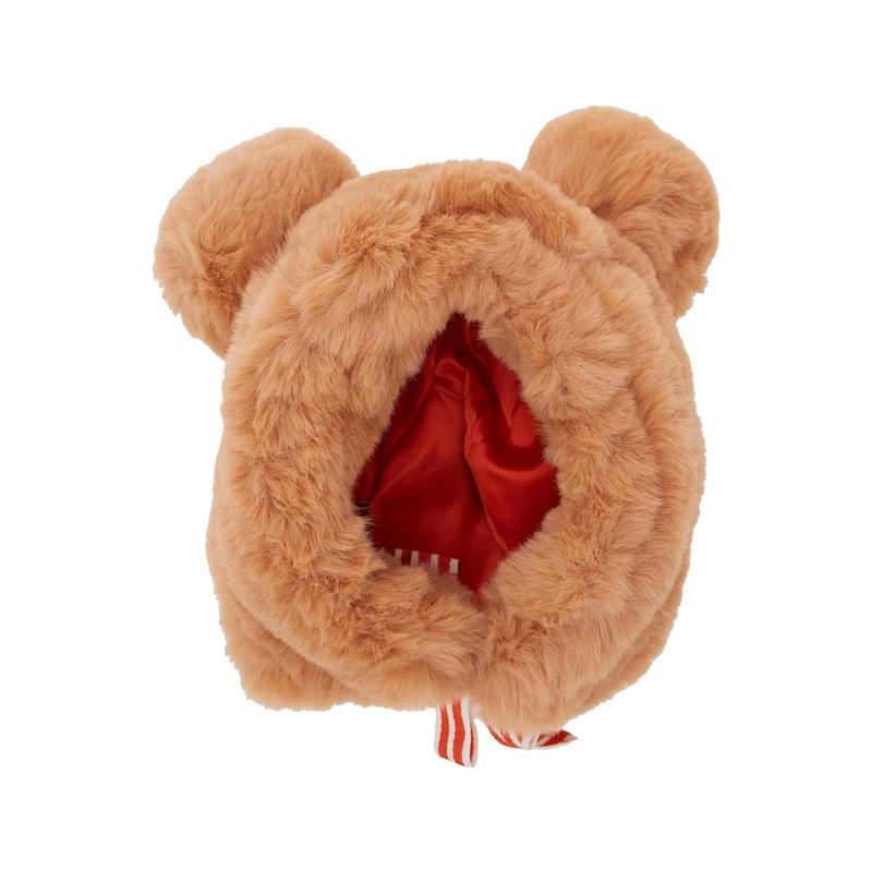 Pink Hat with Ear Detail and Striped Bow in Ecofur Girl