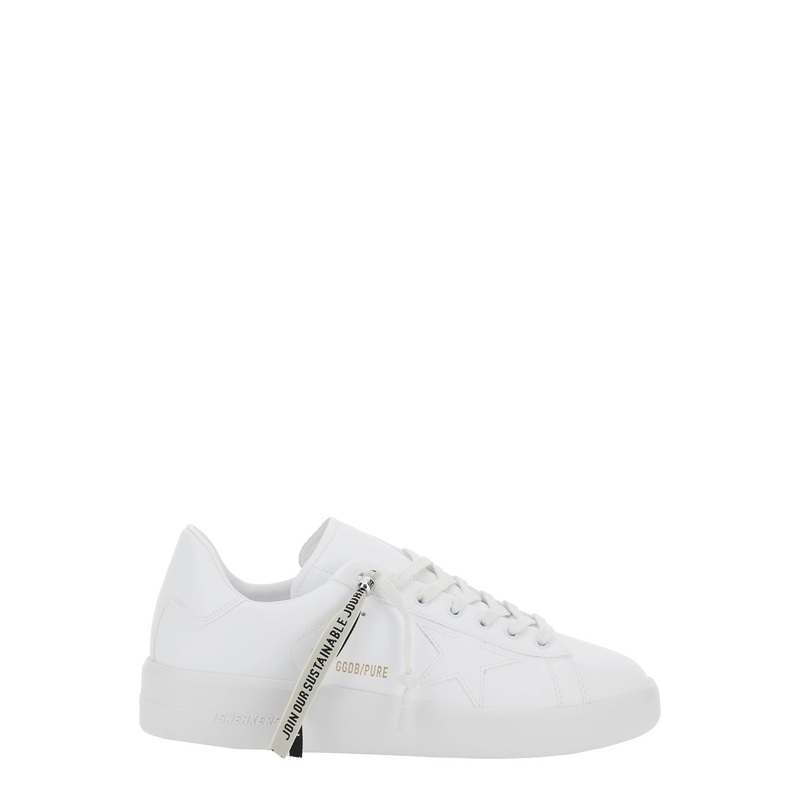 ‘Pure Star’ White Low Top Sneakers with Lace Detail with Logo Lettering in Ecoleather Man
