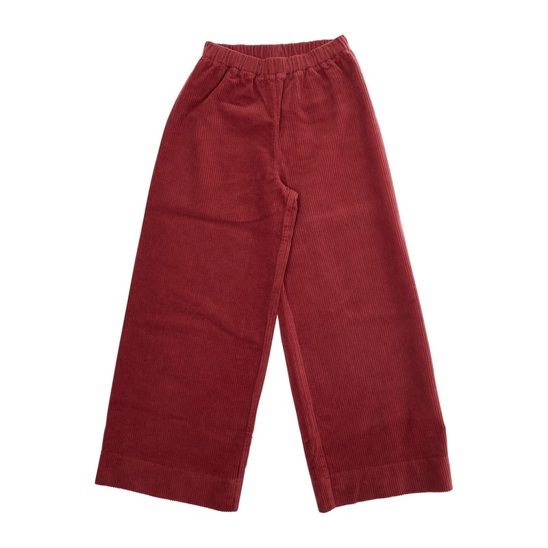 Red Pants with Elastic Waist in Corduroy Girl