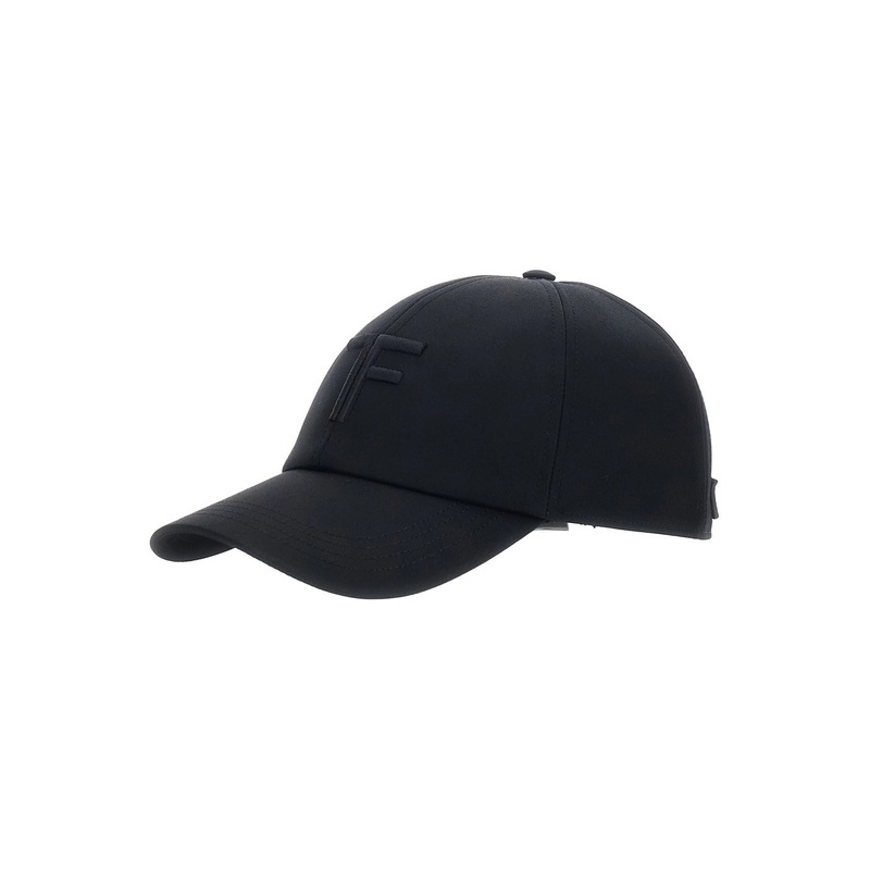 Black Baseball Cap with TF Logo Embroidery in Cotton Man