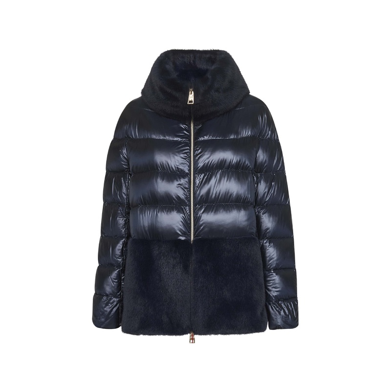 Blue Ultralight Nylon and Faux Fur Cape