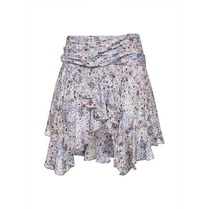 Ecru Printed Georgette Miniskirt