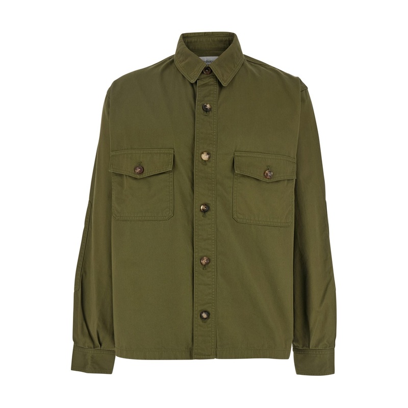 Green Jacket with Pockets on the Front in Cotton Man