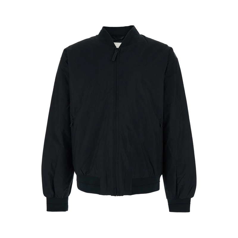 ‘Hero’ Black Bomber Jacket with Bomber Collar and Two Front Welt Pockets in Tech Fabric Man