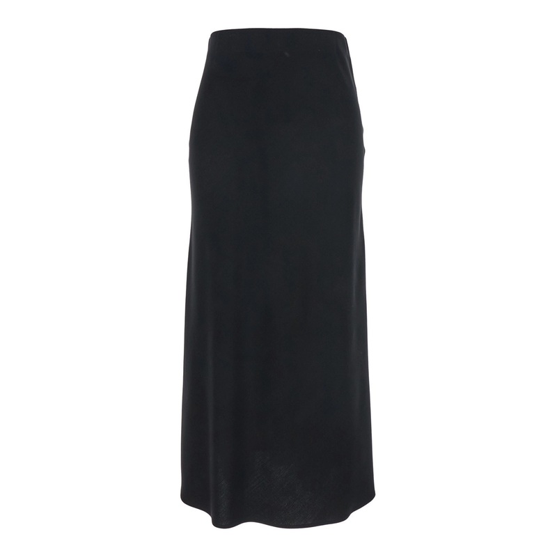Black Midi Skirt with Concealed Side Zip Closure in Fabric Woman