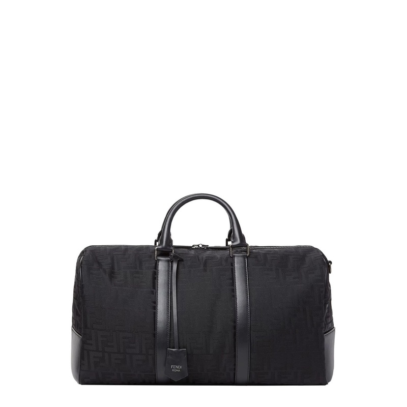 Black Suitcase with Adjustable and Removable Shoulder Strap and Padlock with Logo Lettering in Tech Fabric Man