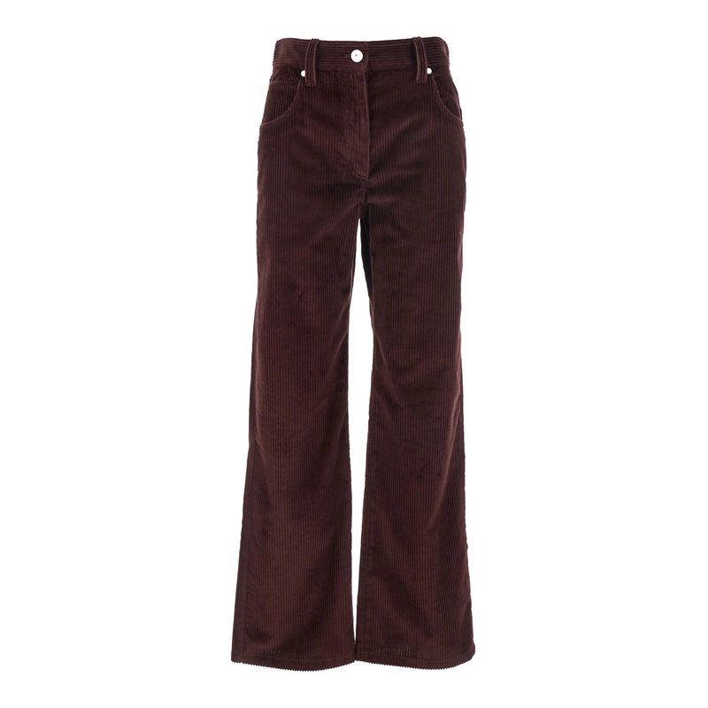 Bordeaux Corduroy Pants with Concealed Front Closure in Cotton Woman