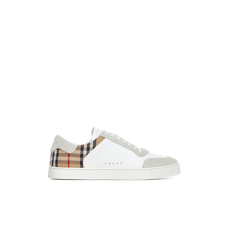 Stevie leather and check canvas sneakers