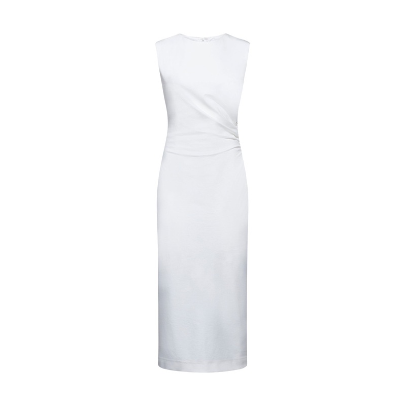 White stretch jersey Aglaia midi dress