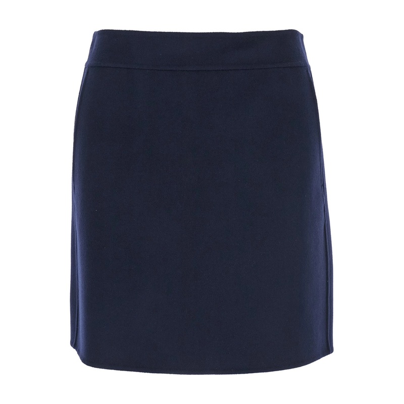 ‘Aida’ Blue Skirt with Rear Zip Closure in Wool Woman