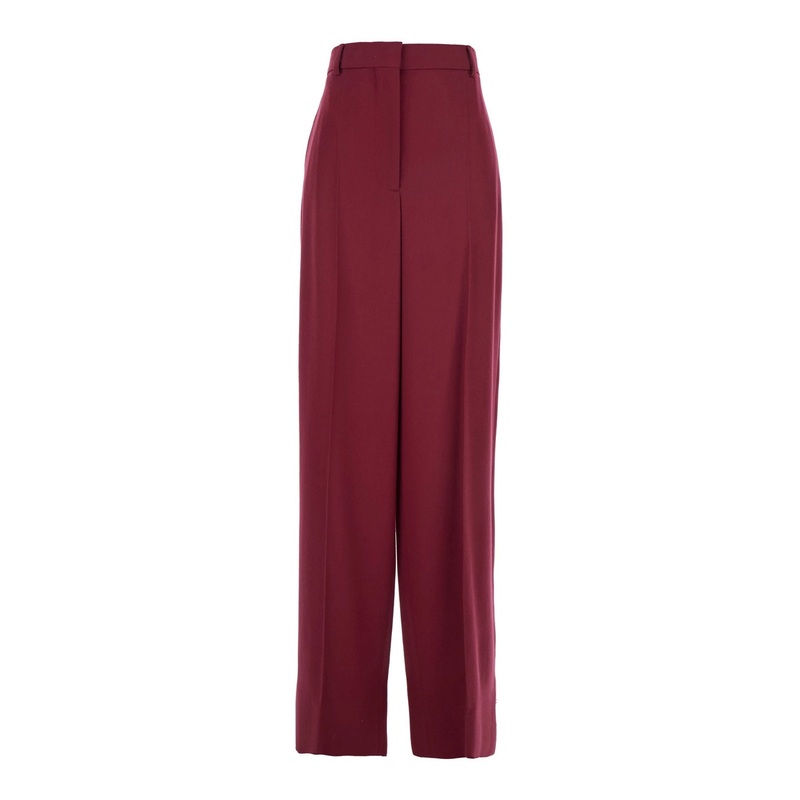 Bordeaux Pants with Concealed Closure on the Front in Wool Woman