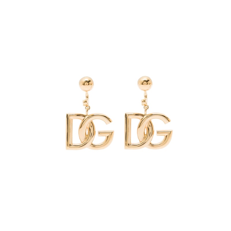 Gold-Tone Dangling Earrings with DG Logo in Brass Woman