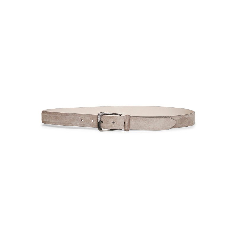 Gray Suede Belt with Shimmering Buckle