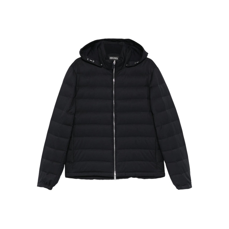 Hooded Zip-Front Jacket with Quilting