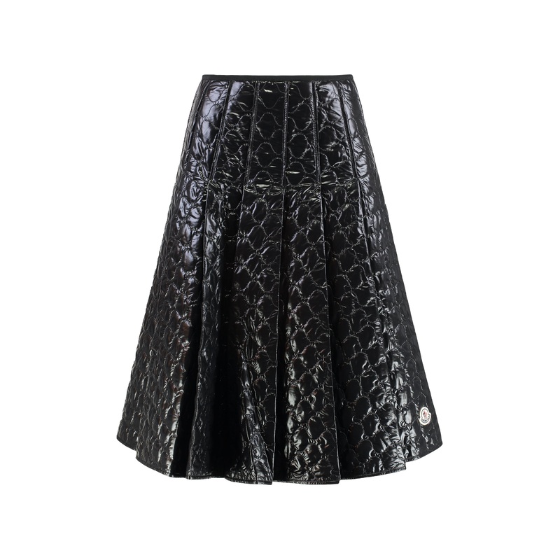 Quilted Checked Midi Skirt|Black|42