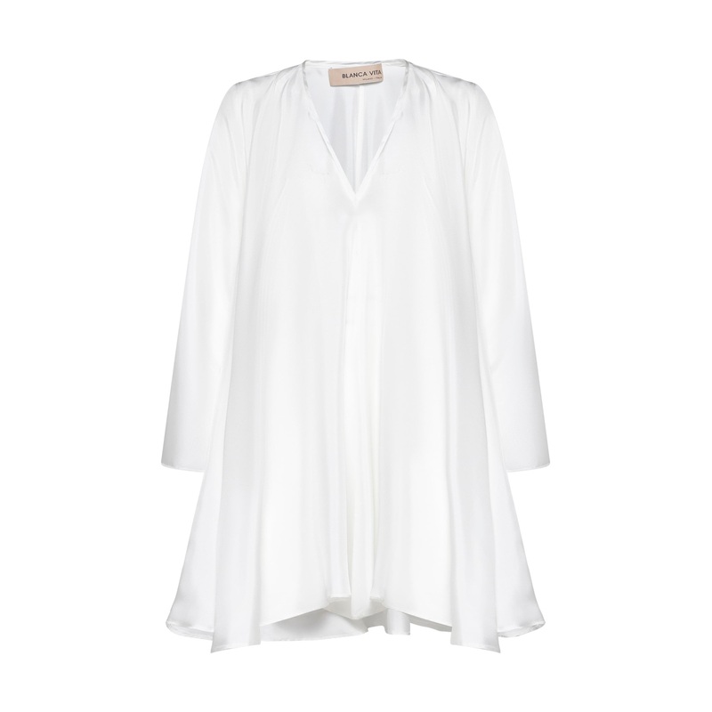 White silk Aeonium dress|42|44|46|40