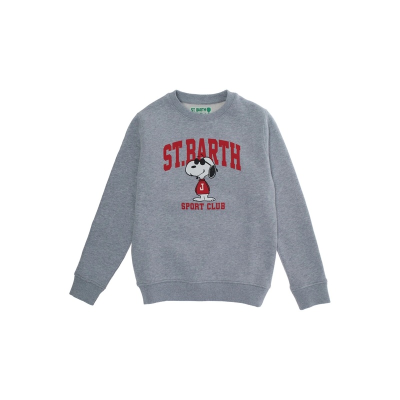 Grey Crewneck Sweatshirt with Maxi Logo on the Front in Cotton Boy