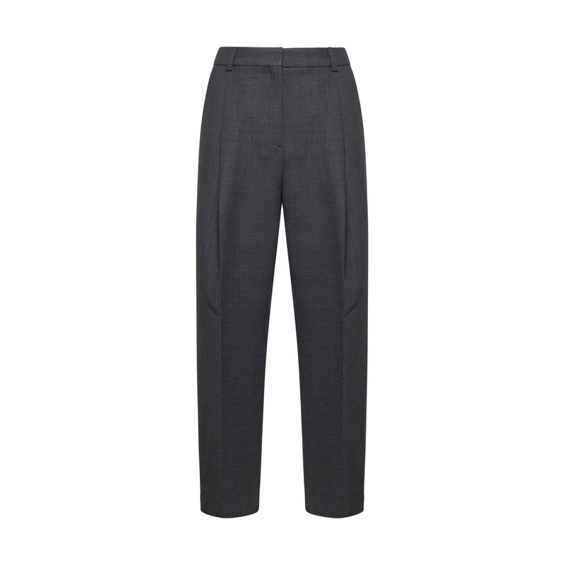 Grey wool blend straight trousers