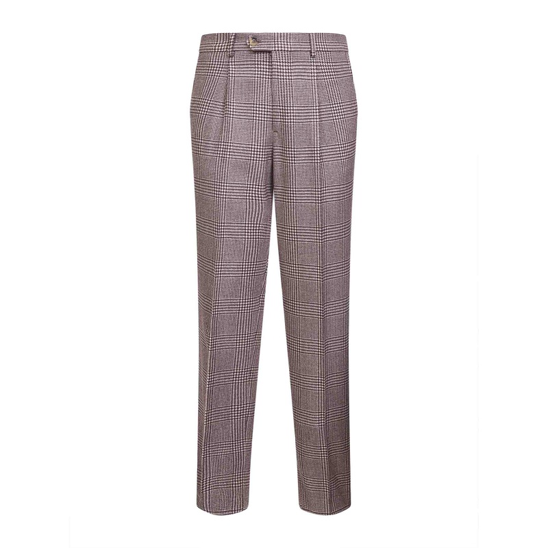 Prince of Wales Wool Blend Trousers