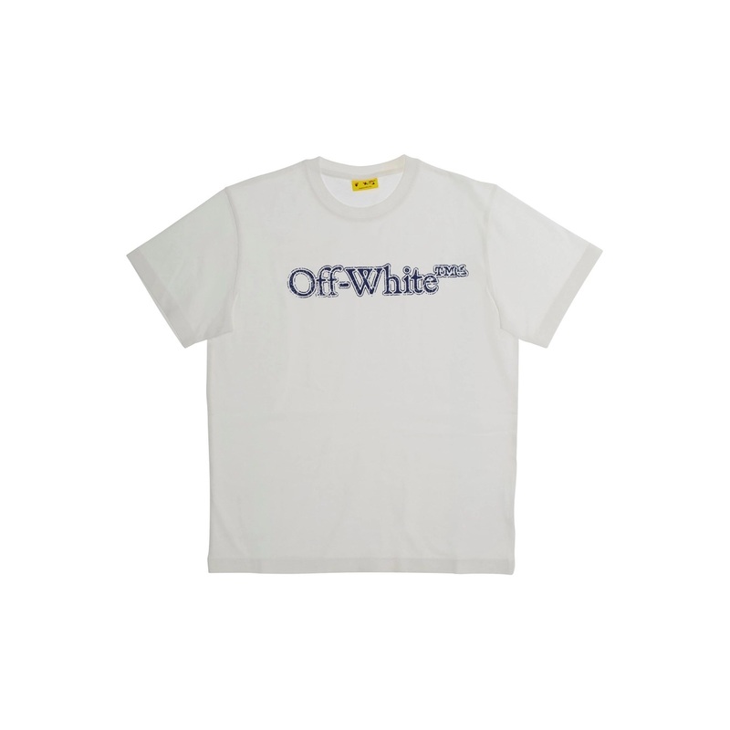 White Crewneck T-Shirt with Logo Lettering on the Front in Cotton Boy