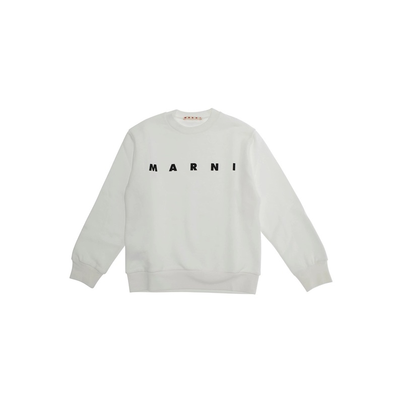 White Sweatshirt with Logo Lettering on the Front in Cotton Boy