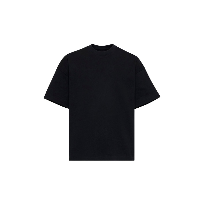 Black cotton crewneck T-shirt|S|M|L