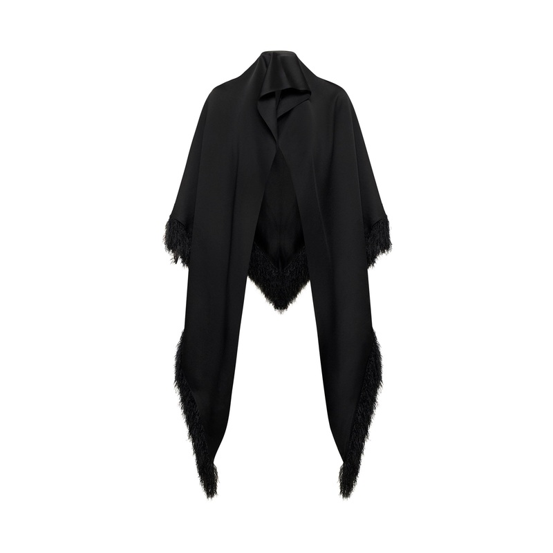 Black fringe scarf|PZ