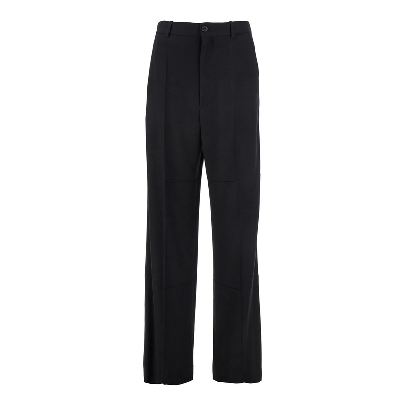 Black Pants with Belt Loops in Wool Blend Man