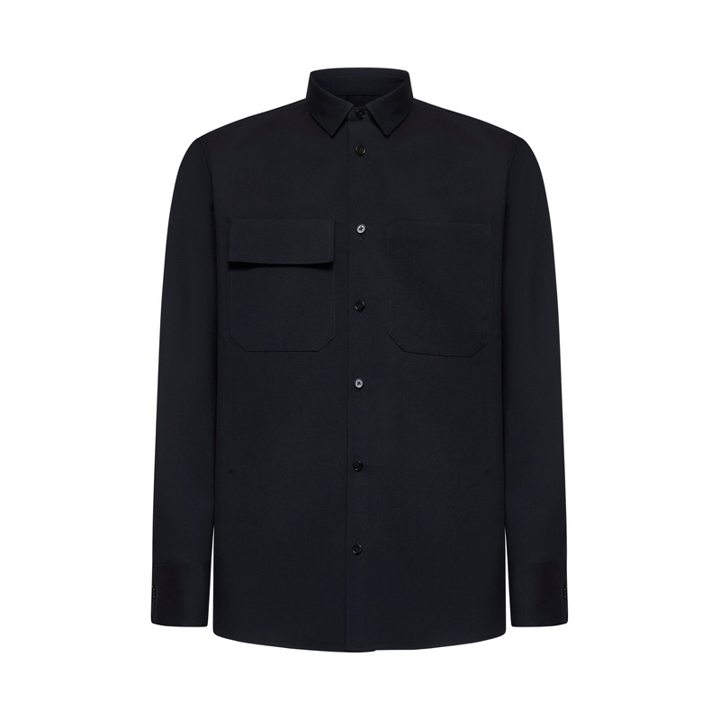 Blue wool gabardine shirt|39|40|41