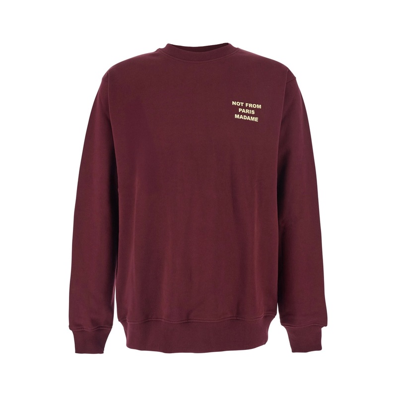 Bordeaux Hoodie with Logo on Front and Back in Cotton Man