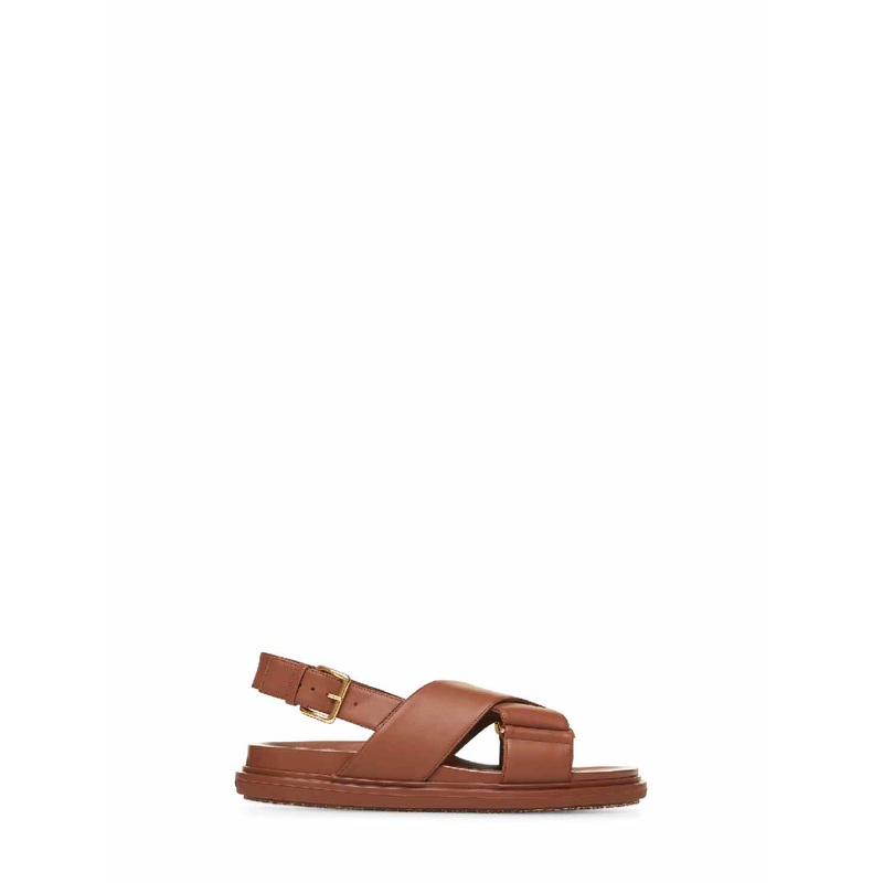 Brown leather Fussbett sandals
