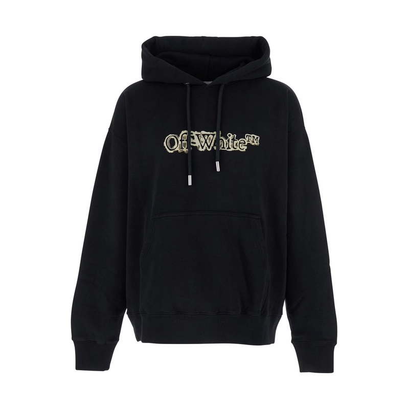 ‘Cloudy Arrow’ Black Hoodie with Drawstring Hood and Maxi Arrows Motif on the Rear in Cotton Man