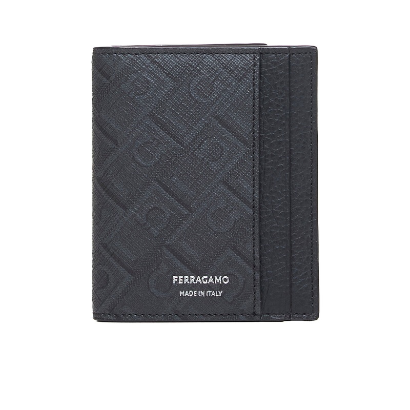 Grey Ferragamo Monogram card case