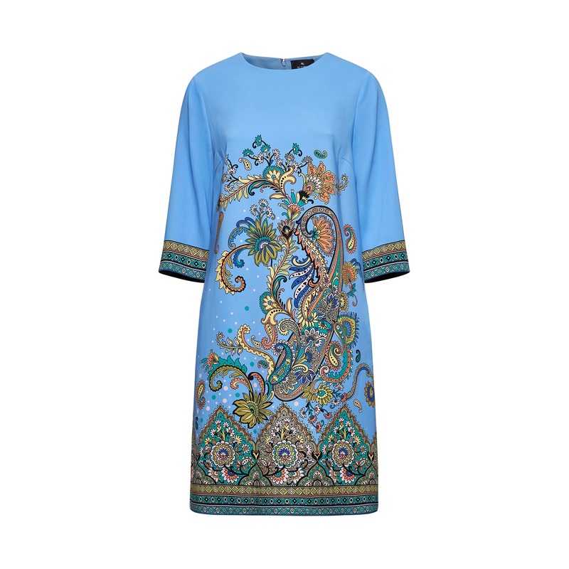 Light blue Paisley print cady tunic dress