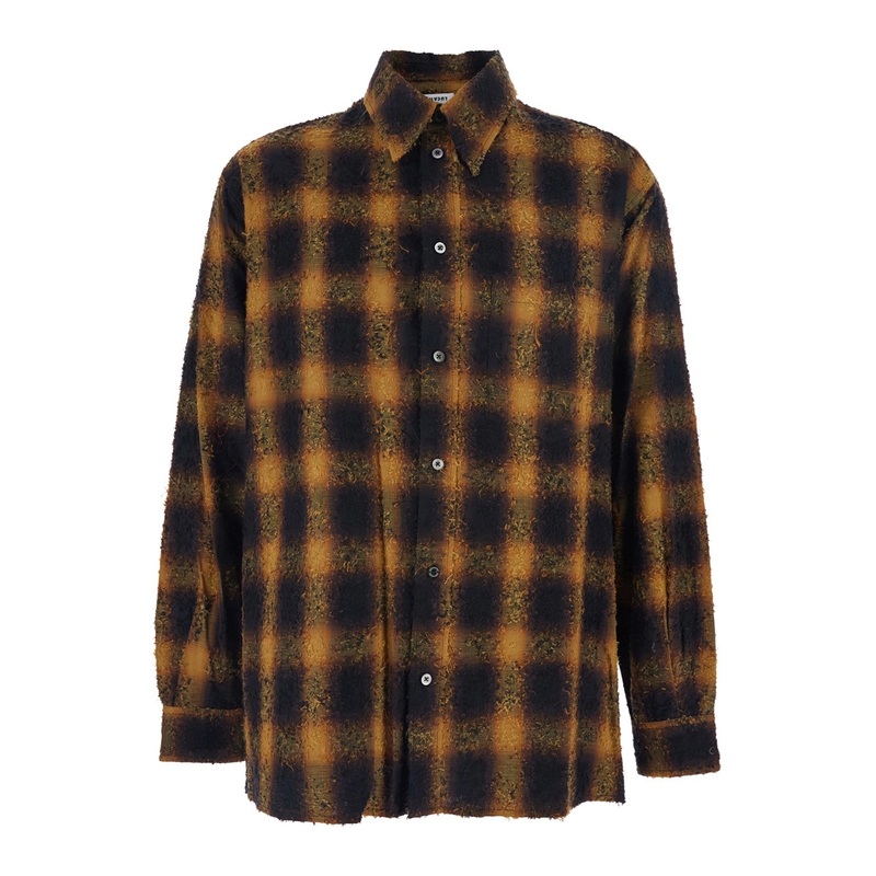 Multicolor Shirt with Classic Collar and All-Over Check Motif in Cotton Man