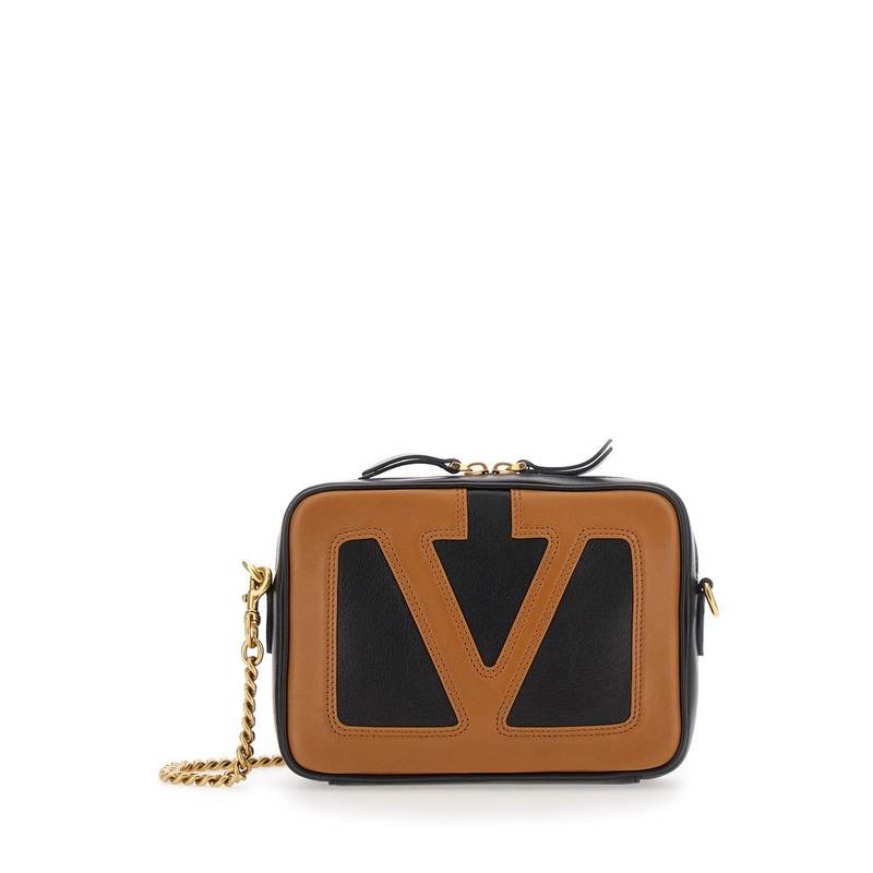 ‘Viva Superstar’ Black Crossbody Bag with Maxi VLogo on the Front and Adjustable and Removable Shoulder Strap in Leather Man