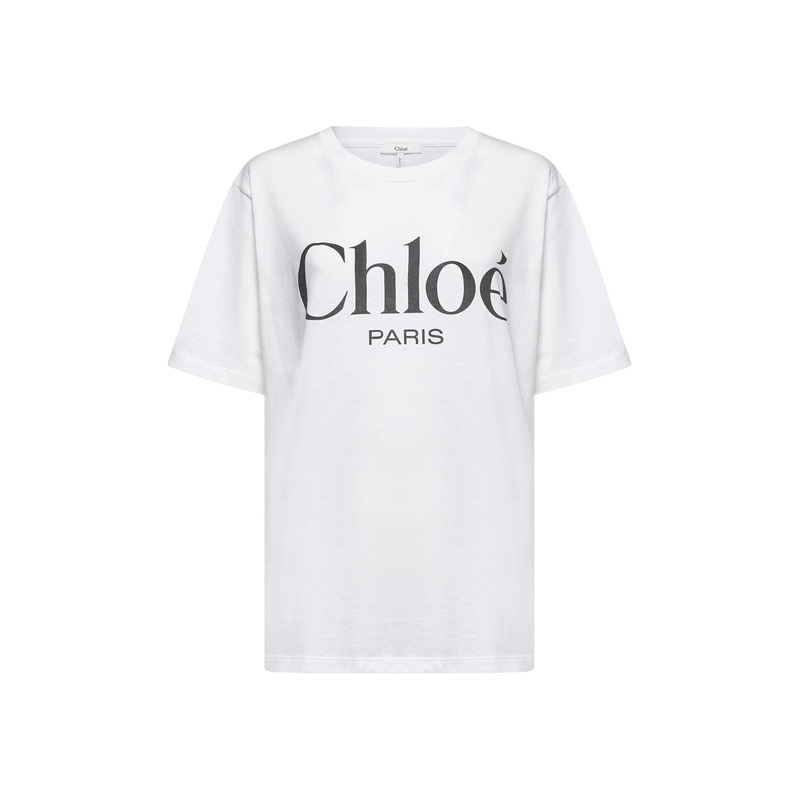White cotton oversized logo T-shirt