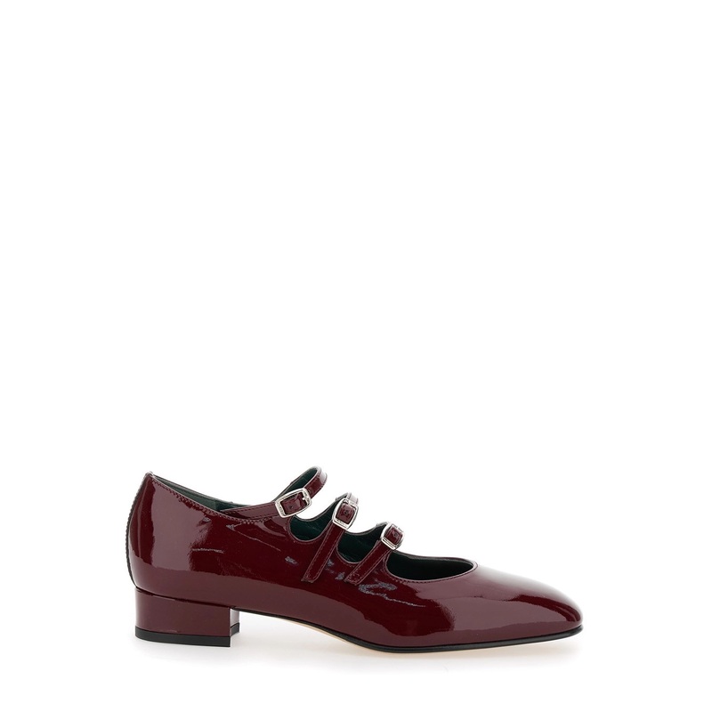 ‘Ariana’ Bordeaux Pumps with Buckle Strap Closure in Patent Leather Woman