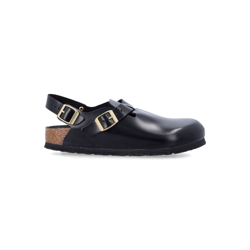 BIRKENSTOCK BLACK TOKIO II NATIRAL LEATHER CLOGS