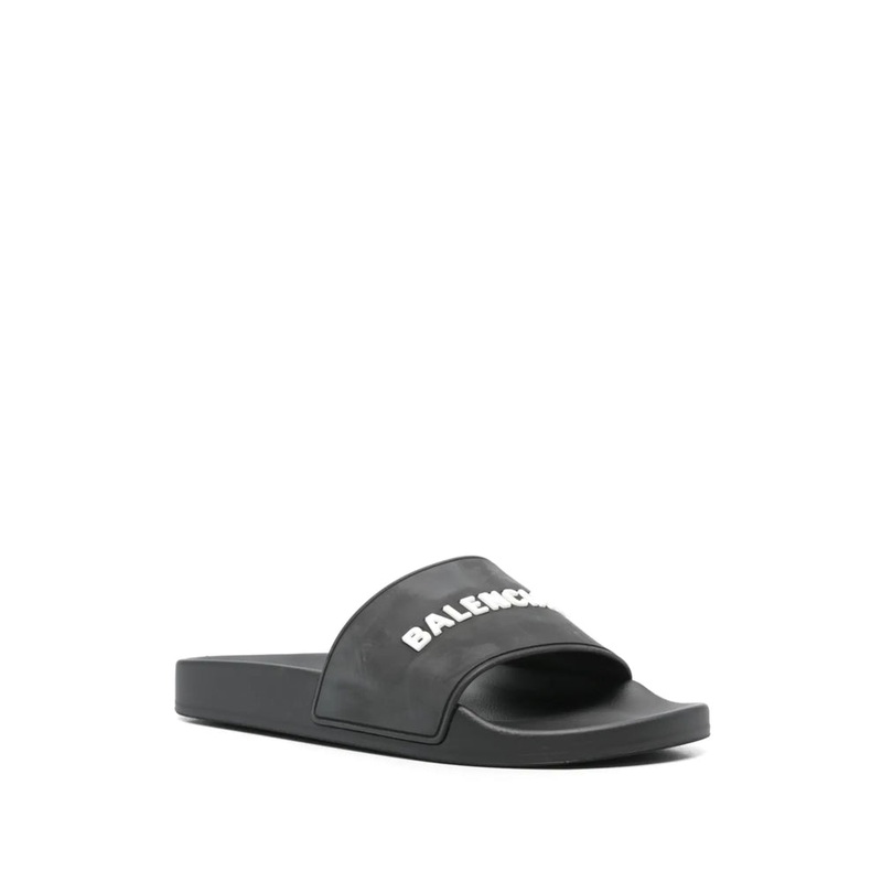 Black/White Logo Strap Slides|Black/White|36|35