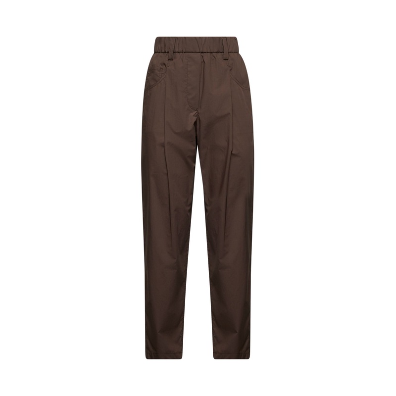 Brown cotton tapered trousers|40|42|44|46