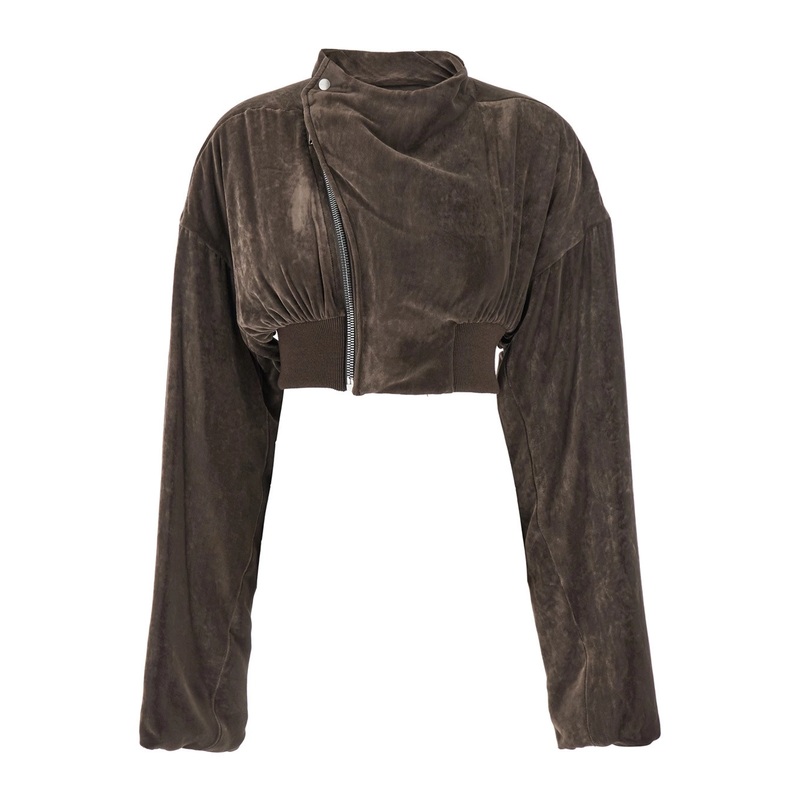 ‘Hollywood’ Cropped Jacket with Front Zip Closure in Viscose Blend Woman