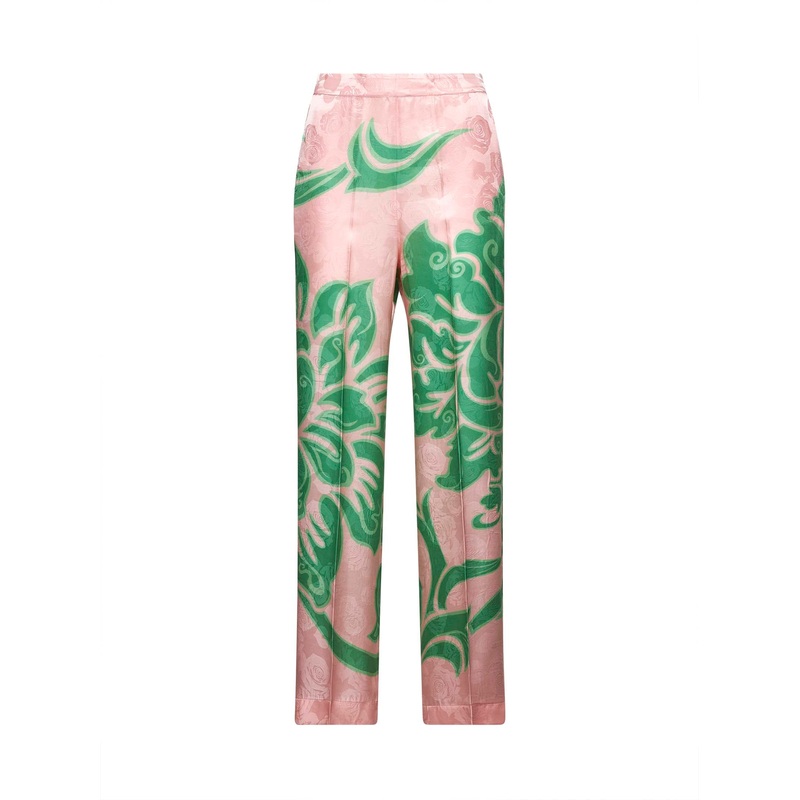 Pink jacquard printed palazzo trousers
