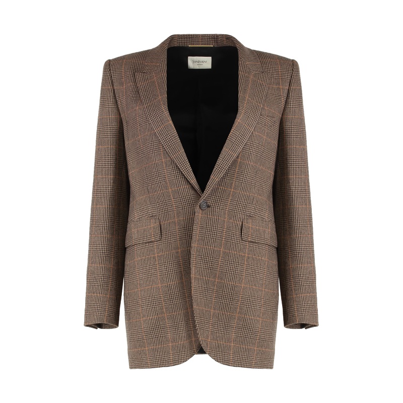 Prince of Wales Wool Jacket|Brown|40