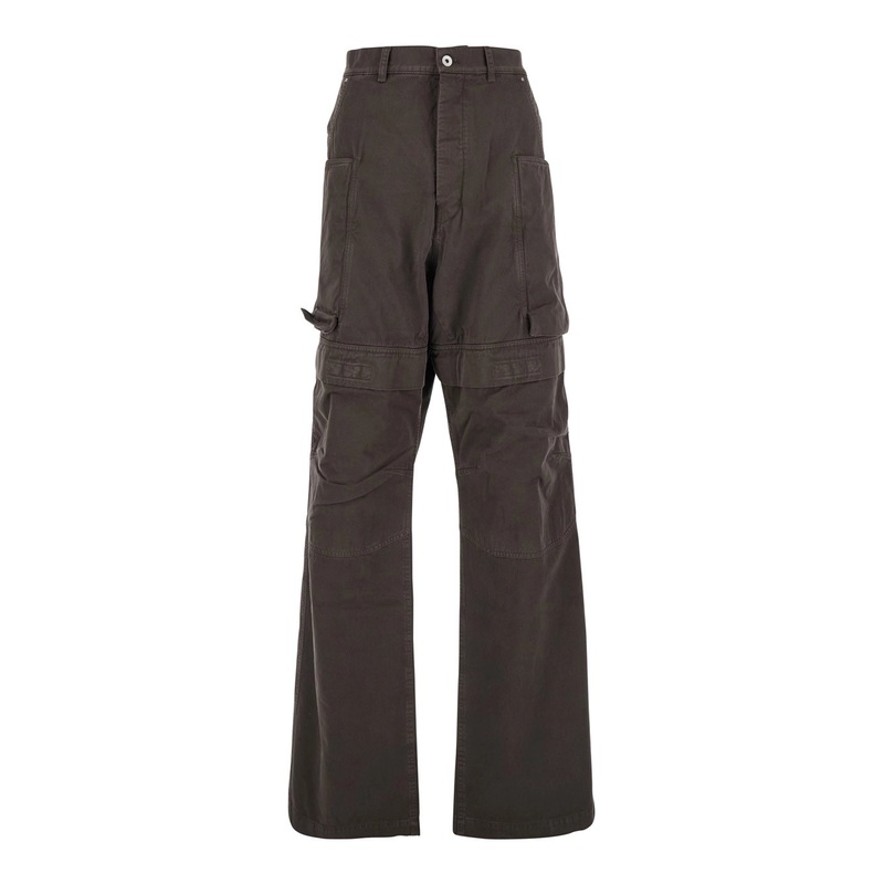 ‘Stefan’ Brown Wide Leg Cargo Pants with Patch Pockets in Cotton Man
