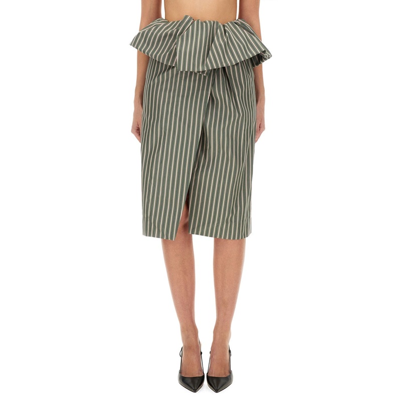 STRIPED MIDI SKIRT|MULTICOLOUR|38|36