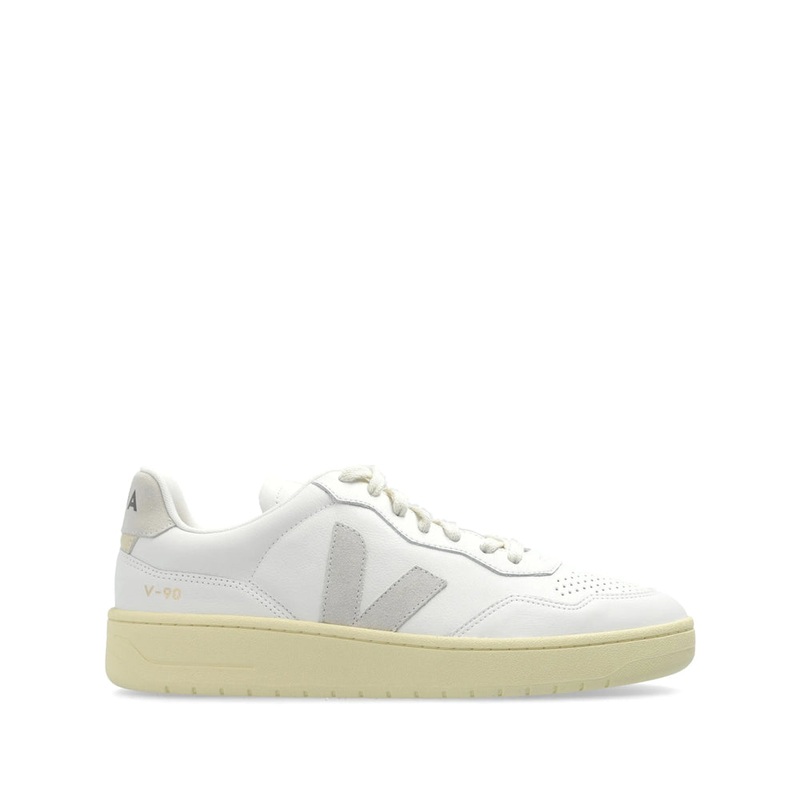 White Grained Leather Sneakers