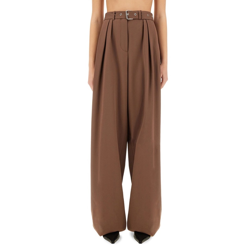 WIDELEG PANTS WITH BELT|BROWN|38|40